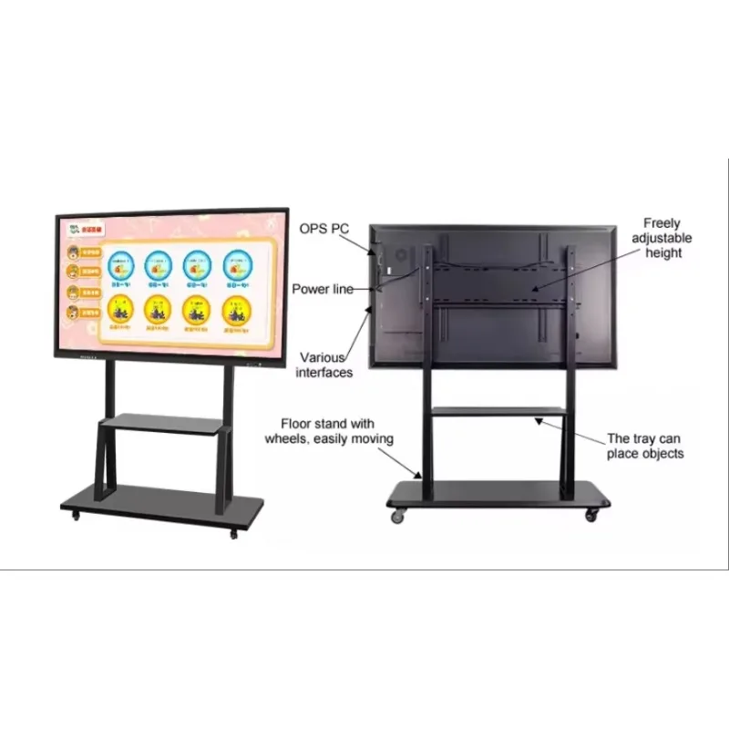 65 Inch 4K Anti-Glare Dual System Wireless Interactive Flat Panel Smart Whiteboard For Remote Conference Office