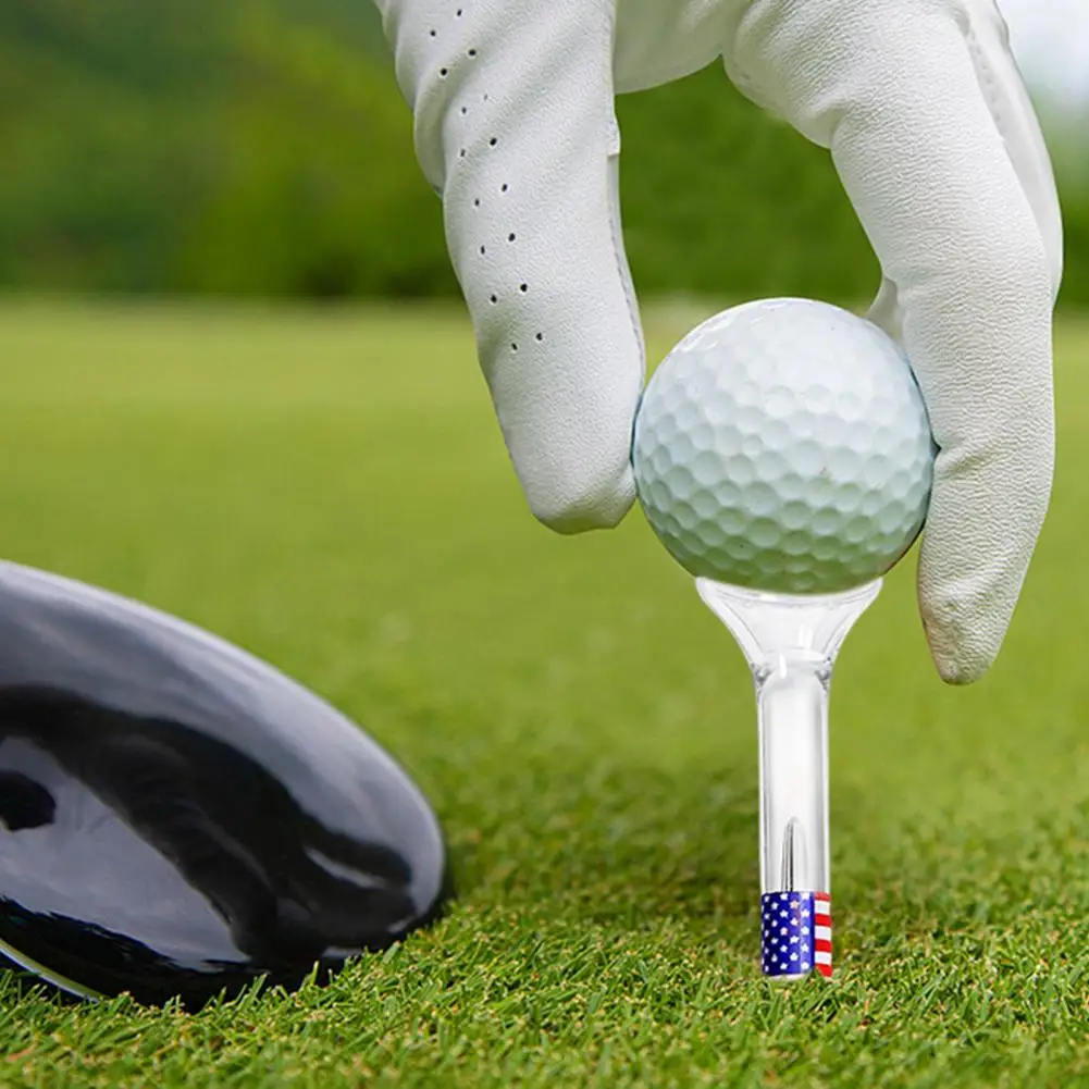 Camisetas de Golf de plástico irrompibles, reducción de la fricción, Impresión de Bandera Nacional Americana, transparentes, accesorios de Golf, 83mm, 20 piezas