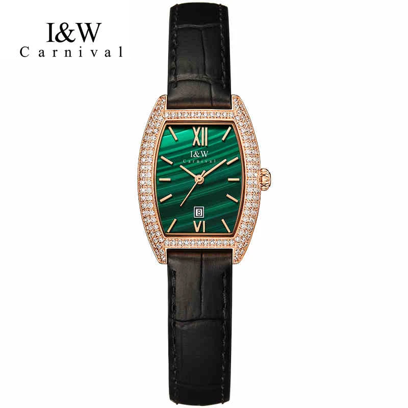 

Carnival Brand High-End IW Series Fashion Women Quartz Watch Leather Waterproof Womens Dress Watch Luxury Diamond Wristwatch