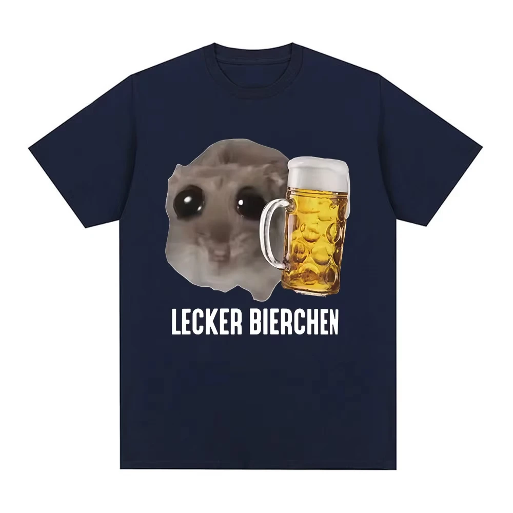Sad Hamster Delicious Beer Funny Meme Kawaii T-shirts Men Women Clothing Fashion Hip Hop T-shirts Harajuku Cotton Loose T Shirts
