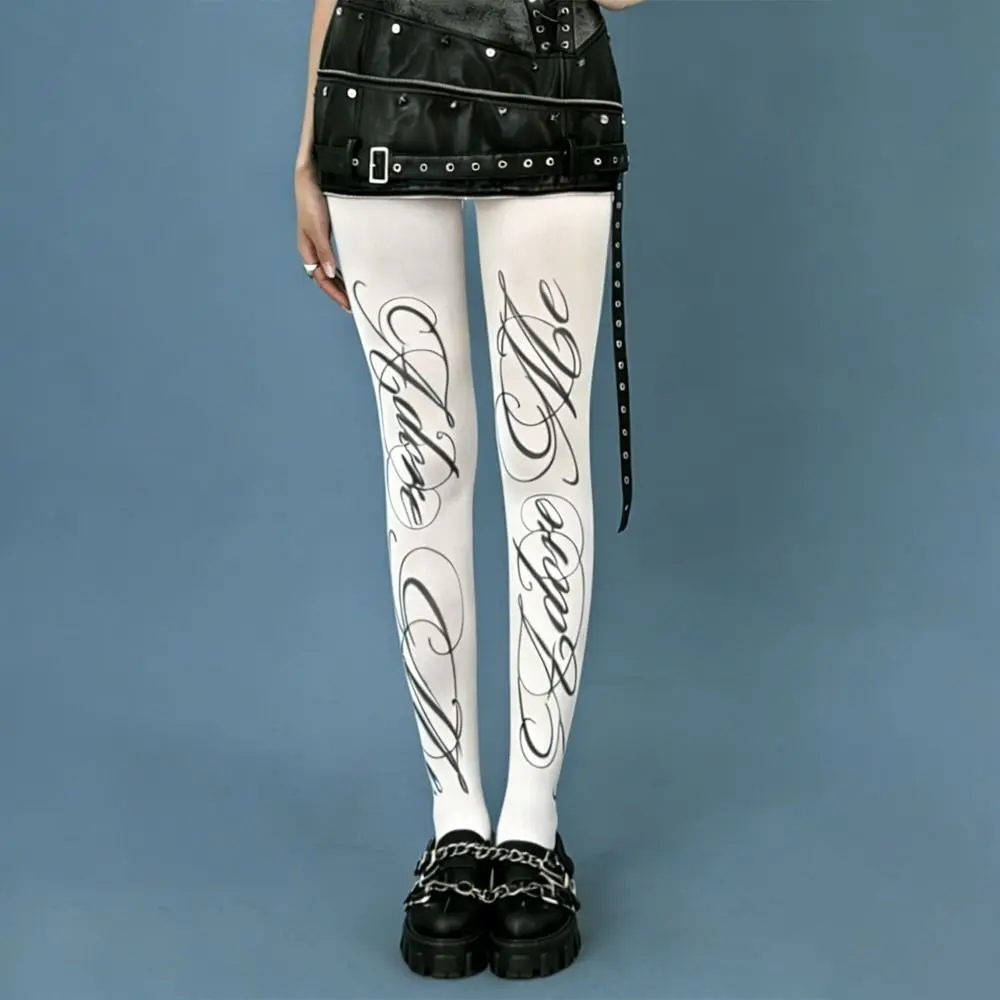 Y2K Velvet Pantyhose Plus size Medium Thickness Women Printed Tights Footed Design All Seasons Footed Tights Fashion Styling