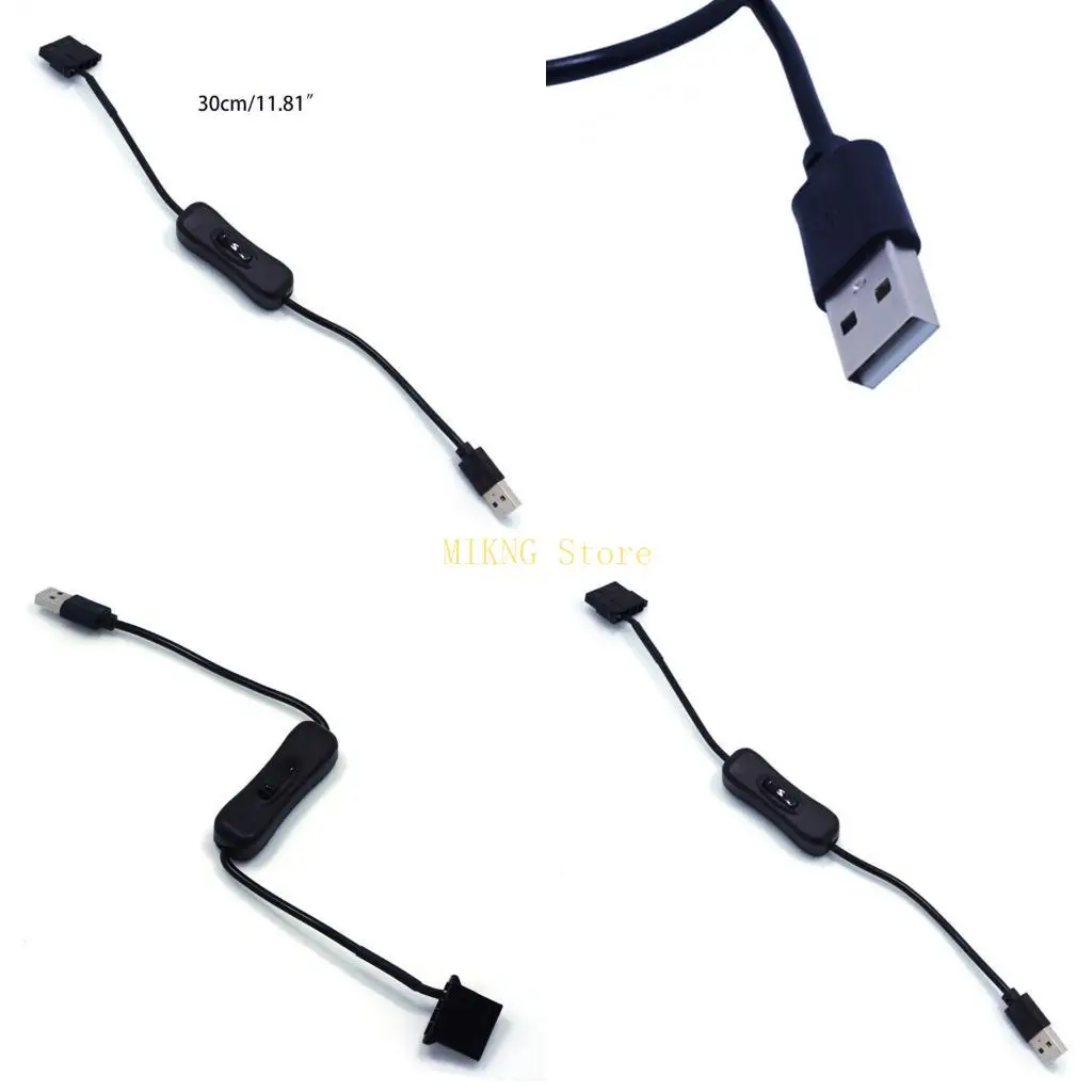 30 سنتيمتر USB إلى 3-Pin / 4-Pin PWM 5 فولت مروحة محول الطاقة كابل مع تشغيل/إيقاف التبديل أفضل بيع