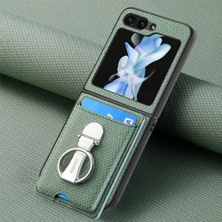 Ring Card Holder Wallet Flip Phone Case for Samsung Galaxy Z Flip 7 6 5 4 3 2 Flip6 Flip5 Flip4 Flip3 Flip2 5G PU Leather Cover