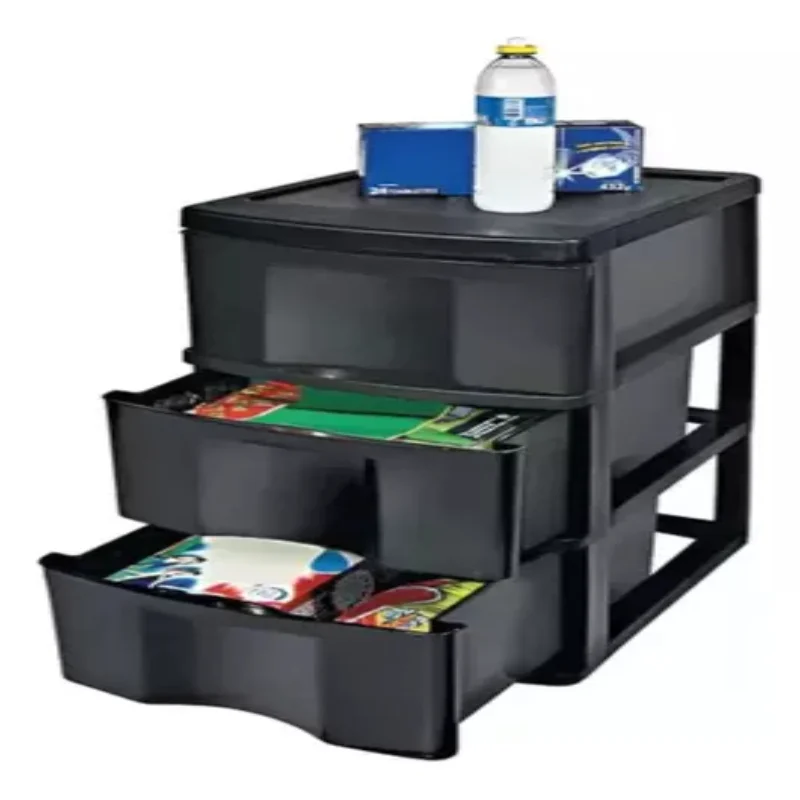 Organizer Drawer With 3 Large Drawers Color Black   Chests