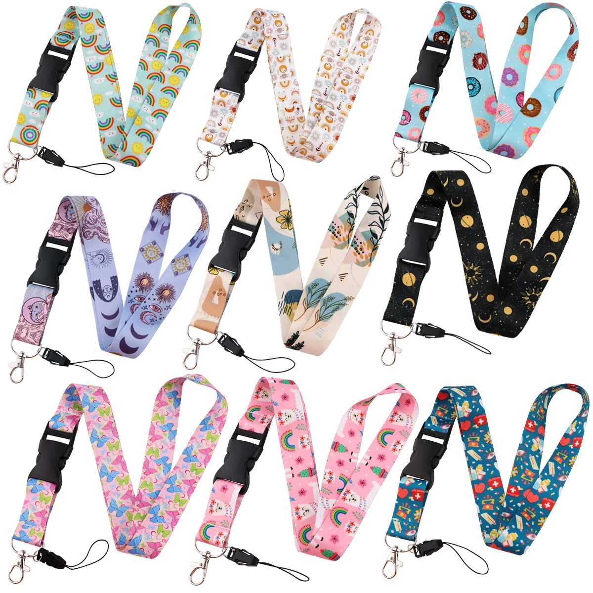 

Retro Art Lanyard Flowers and Leaves Neck Strap for Key ID Card Phone Straps Badge Holder DIY Hanging Rope Nurse Accessories