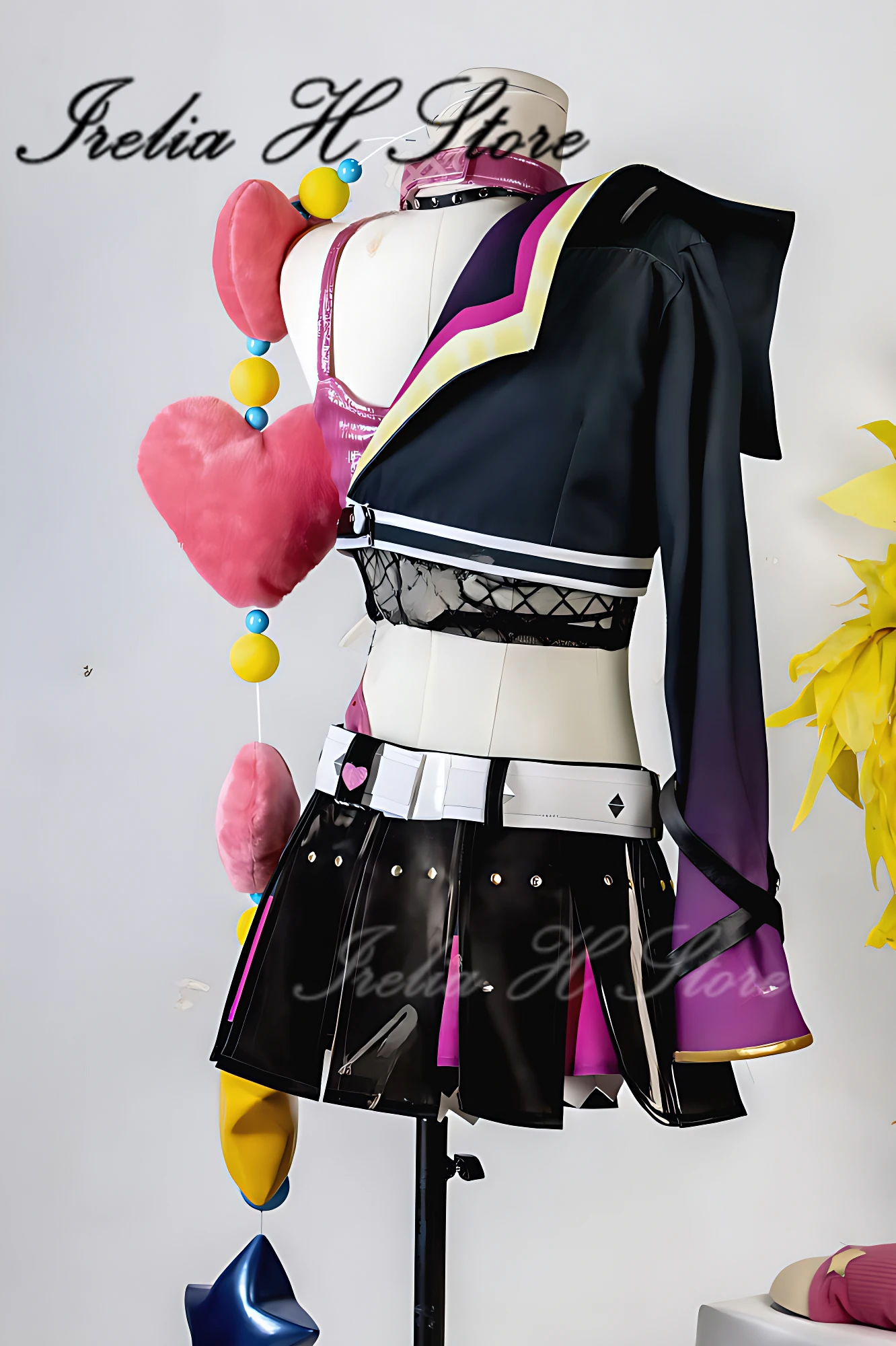 Irelia H 발렌타인 데이 징크스 LOLM Jinx Love Tapedeck 코스프레 의상 여성용 신발 가발 맞춤형