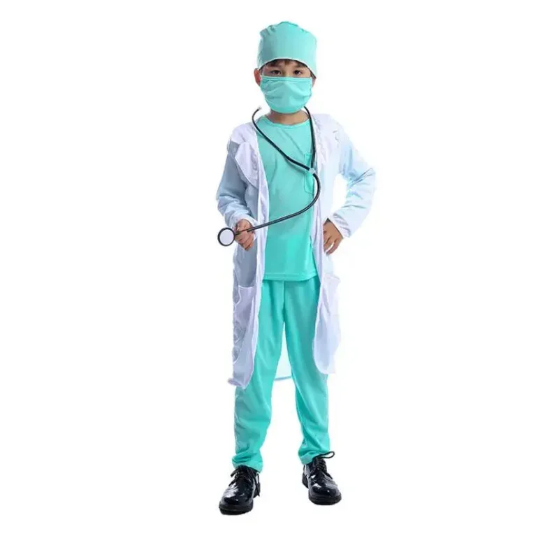 Costumes de cosplay bleu imbibé pour enfants, fête de carnaval, Halloween, chirurgien, médecin, enfants, garçons, enfant, taupe