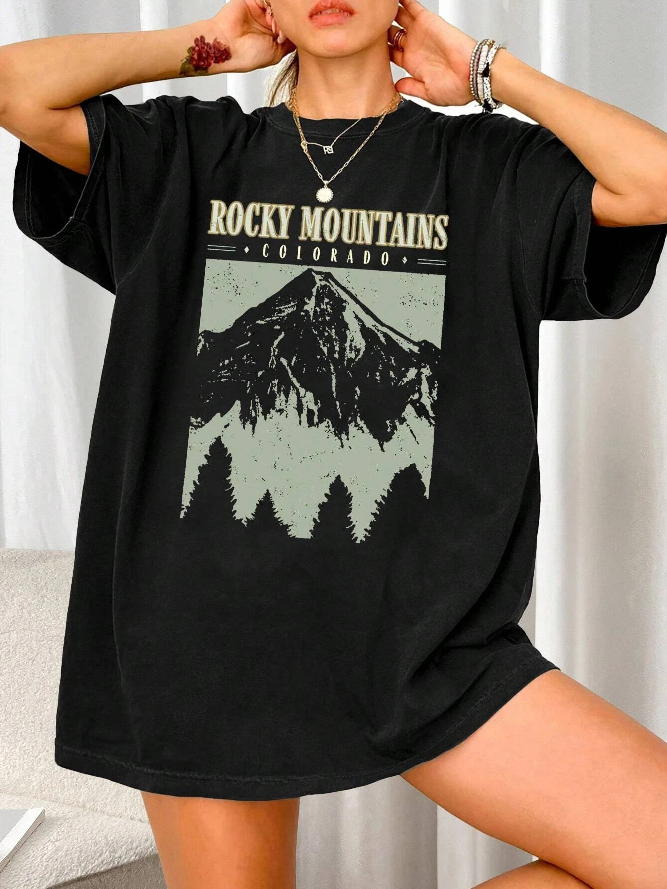 

Mountain Graphic Printing Summer Autumn Winter Cotton Casual Comfort Men's and Women's T-Shirts Short Sleeves Outdoor Sports