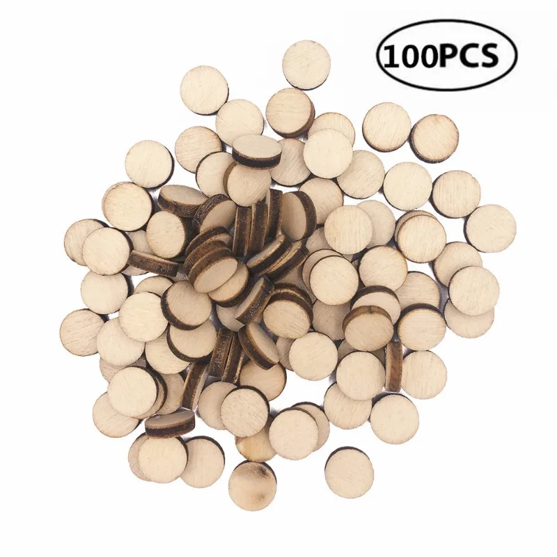 

100pcs 1cm Wood Circles for Crafts Unfinished Blank Wooden Circles Round Disc Cutouts for DIY Painting Christmas Home Decor