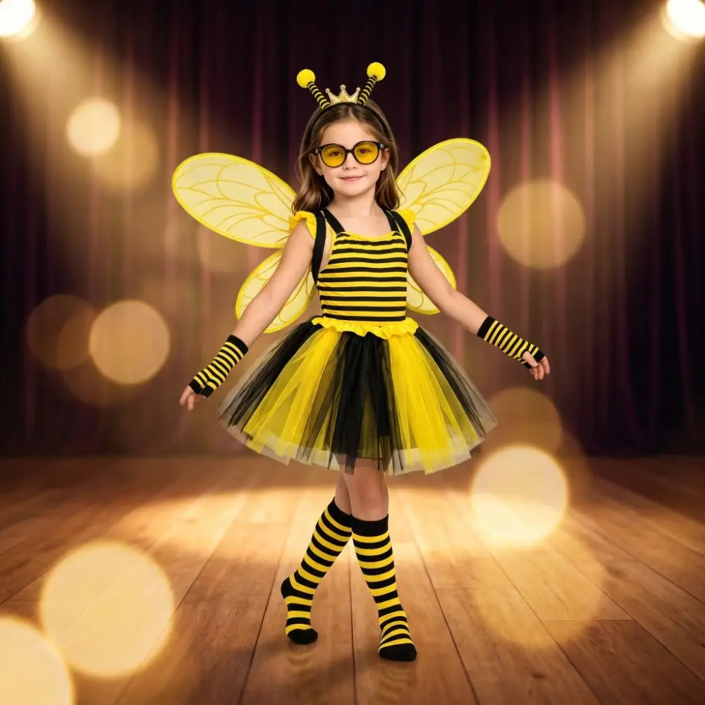 Creative Bugs Bee Cosplay Wings Suit Insect Sparkle Kids Party Wings Elastic Straps Handmade Craft Costume Wings Women