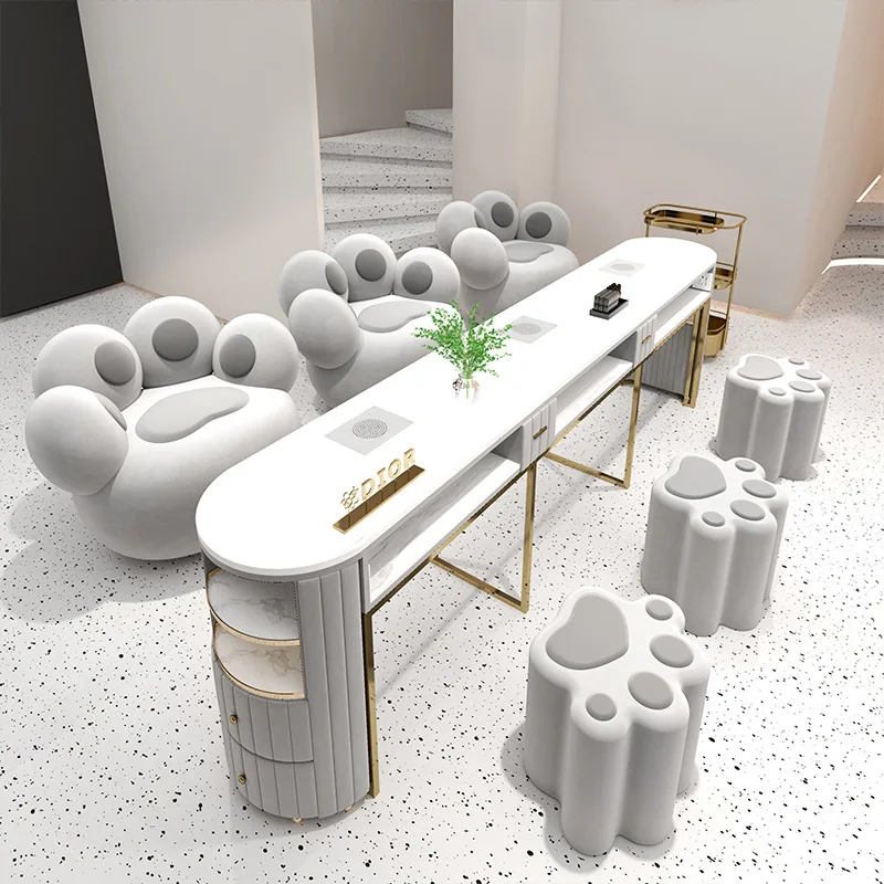 

Genuine Metal Nail Art Table With Marble Design For Manicure