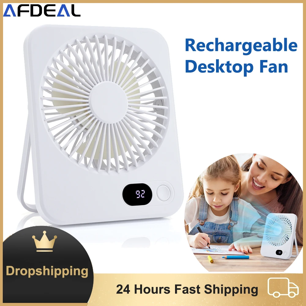 Wireless Desktop Fan USB Rechargeable 5 Speeds Ultra-Thin Handheld Portable Mini Fan Air Cooler 180° Rotation Hanging Fan