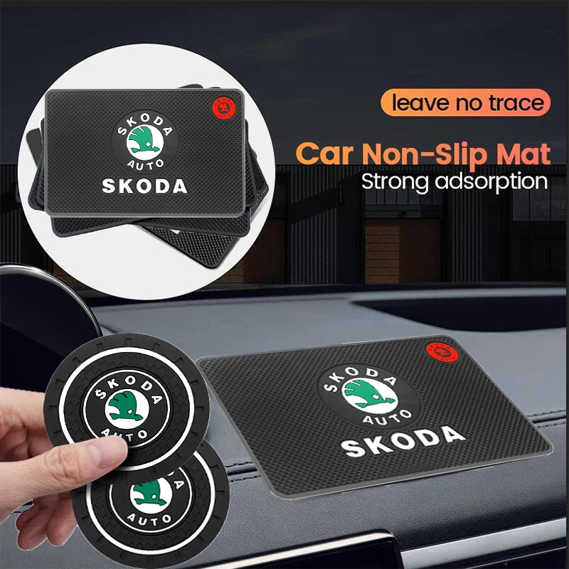 

Автомобильная подставка для чашки с водой, нескользящий коврик для приборной панели, противоскользящий коврик для Skoda Octavia VRS Fabia Rapid Yeti Kodiaq Kamiq, аксессуары