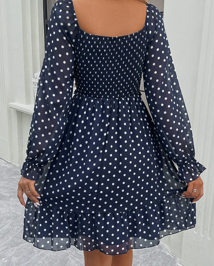 فساتين أنيقة مثيرة للنساء فستان كاجوال منقط موضة جديدة 2025 ملابس نسائية صيفية