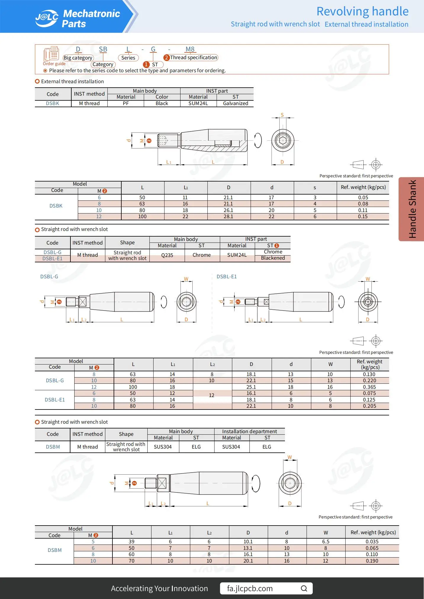 1 PCS Rotary Handle Straight Rod With Wrench Slot Nominal Diameter M5 M6 M8 M10 SUS304 ELG DSBM