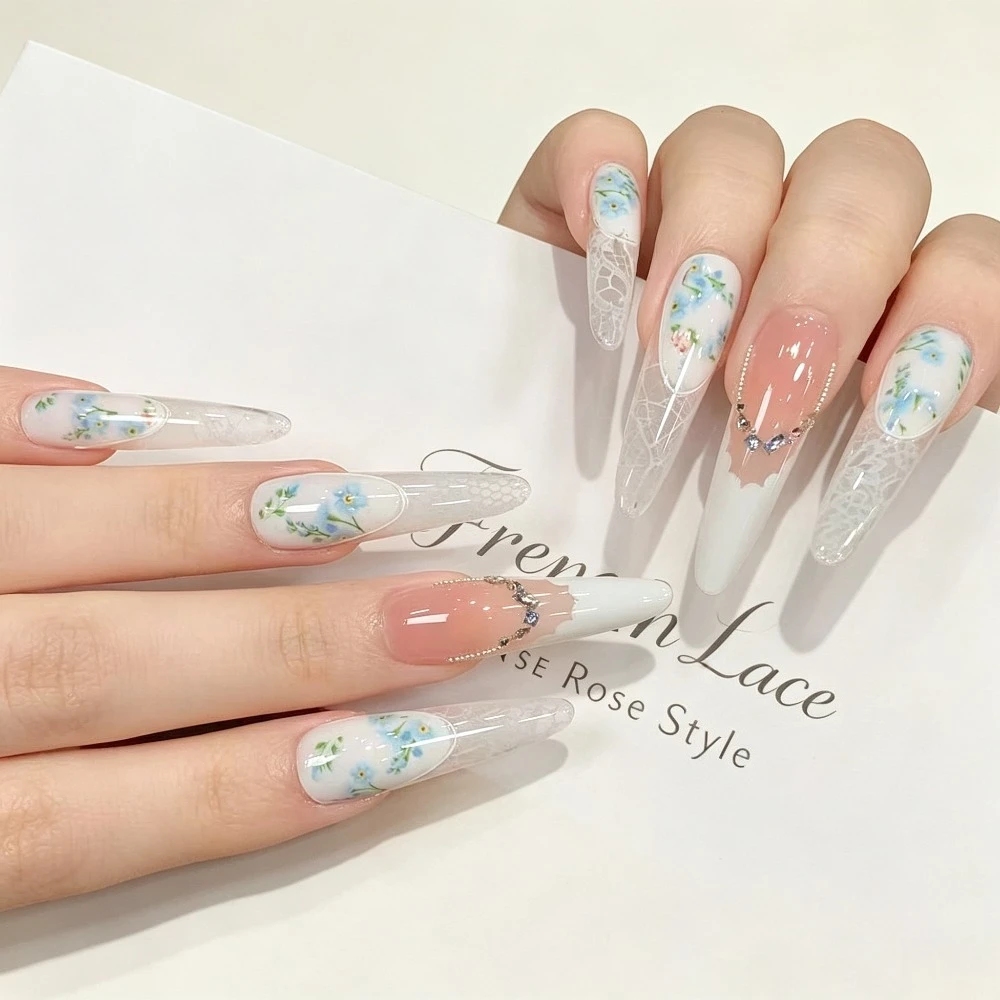10 Rolls Rose Flower Nail Foil Transfer Sticker Colorful Rose Lace Elegant Design Floral for Spring Wedding DIY Nail Decoration