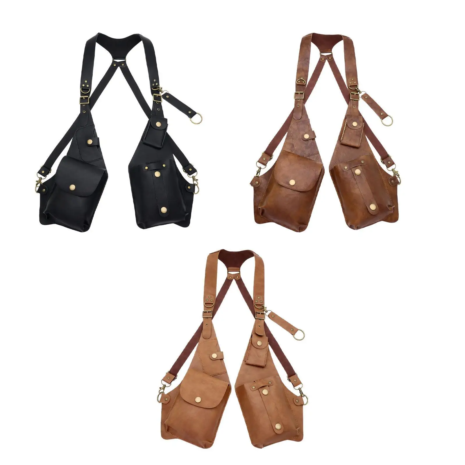 Underarm Shoulder Bag PU Leather Crossbody Bag Multipurpose Vest Backpack for