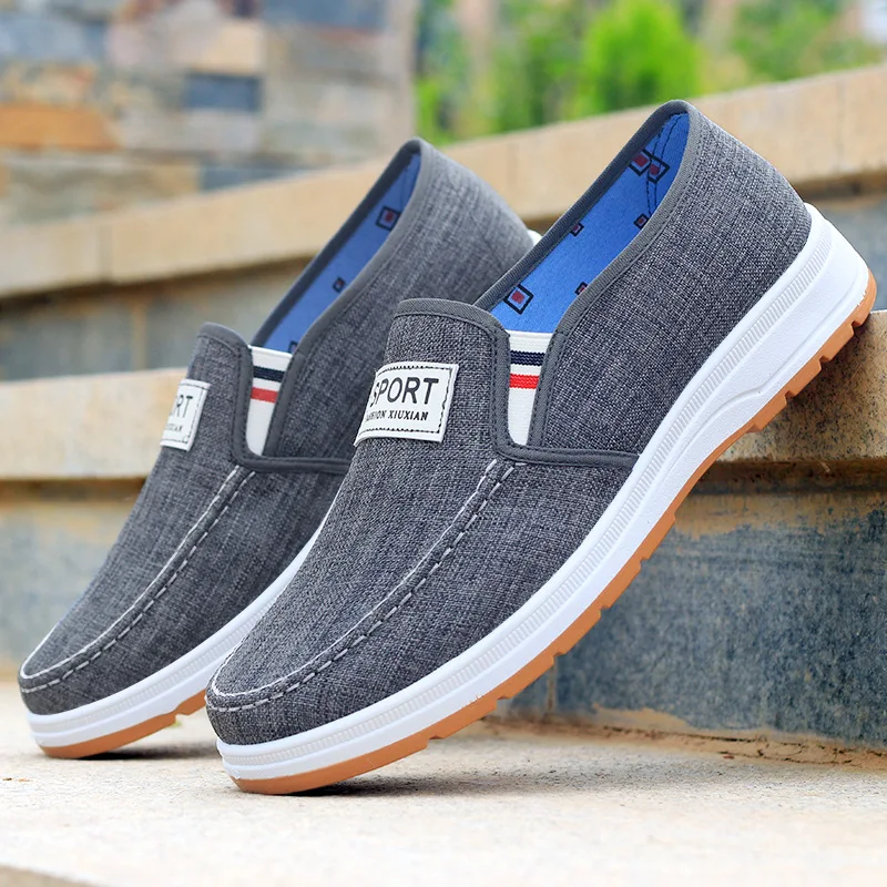 Summer canvas shoes for men, old Beijing cloth shoes, casual shoes, breathable shoes for the elderly, slip-on shoes