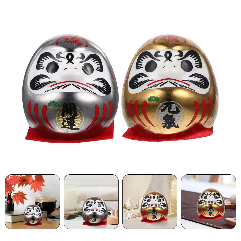 

2 Pcs Dharma Japanese Themed Decor Garden Mini Ceramics Fish Tank Figurine