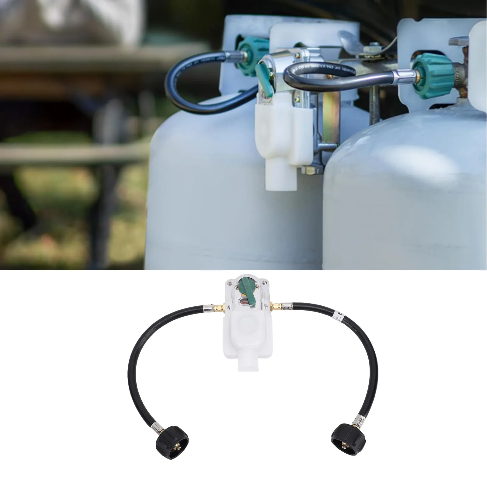 Régulateur de gaz RV à changement automatique en 2 étapes avec tuyau en queue de cochon de 12 pouces 250PSI 287500BTU pour remorques régulateur de gaz RV pour double réservoir