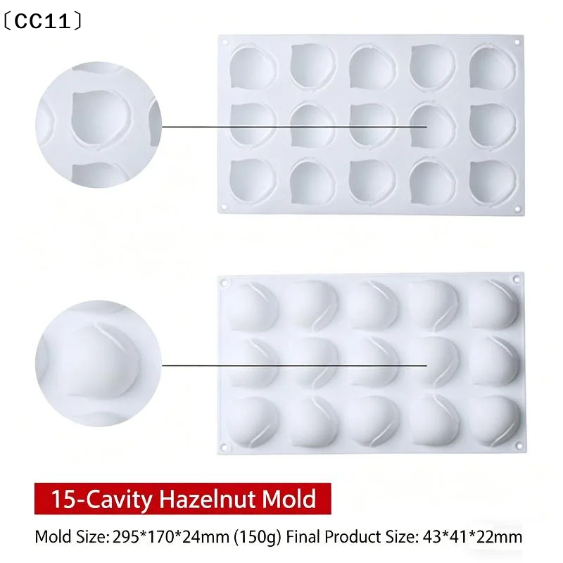 Molde de silicona para avellanas de 15 cavidades, molde 3D para mousse de castañas, molde para chocolate con forma de bellota, molde para hornear, herramientas para decorar pasteles〔CC11〕