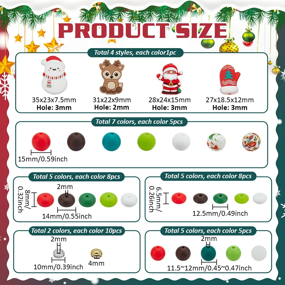 

DIY Christmas Jewelry Making Findings Kits including Beads and Brass Rhinestone Spacer Beads Mixed Color