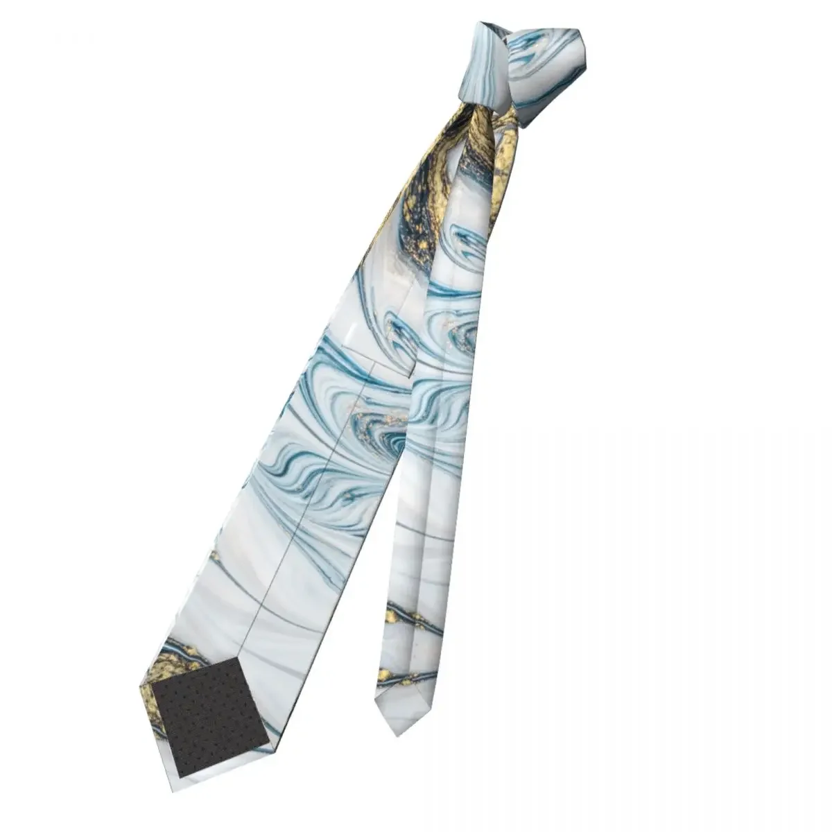 Blue White Gold Marble Necktie Men Women Polyester 8 cm Blue White Gold Swirl Neck Tie Skinny Wide Gravatas Wedding Accessories