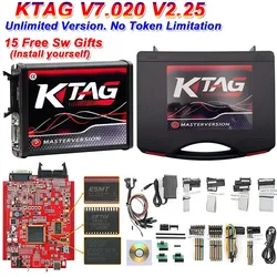 2024 Ktag ecu programmer 2024 KTAG V7.020 V2.25 Red PCB Red European ECU Programmer Unlimited Points Networkable Online