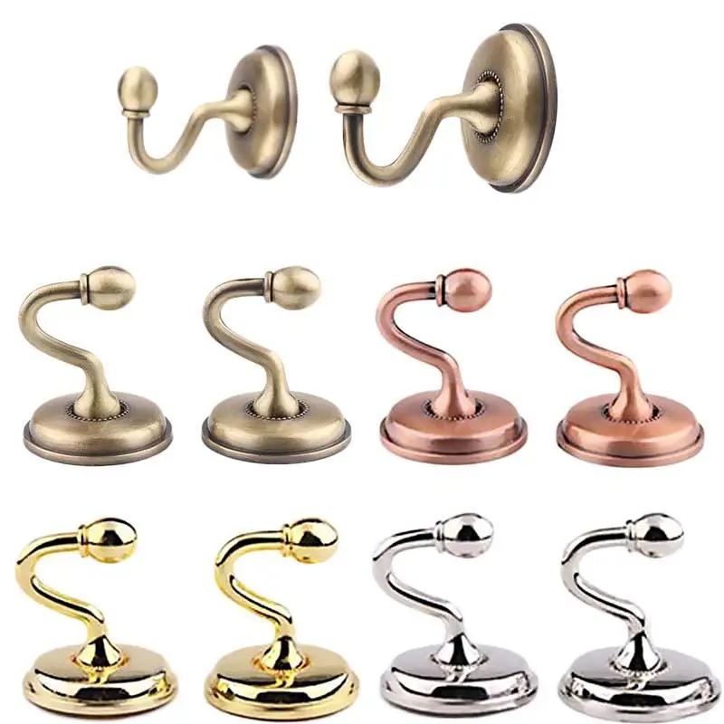 2PCS Metal Curtain Holdback Hooks Zinc Alloy Wall Tie Back Hanger Holder for Window Drapes Home Bedroom Living Room Stylish