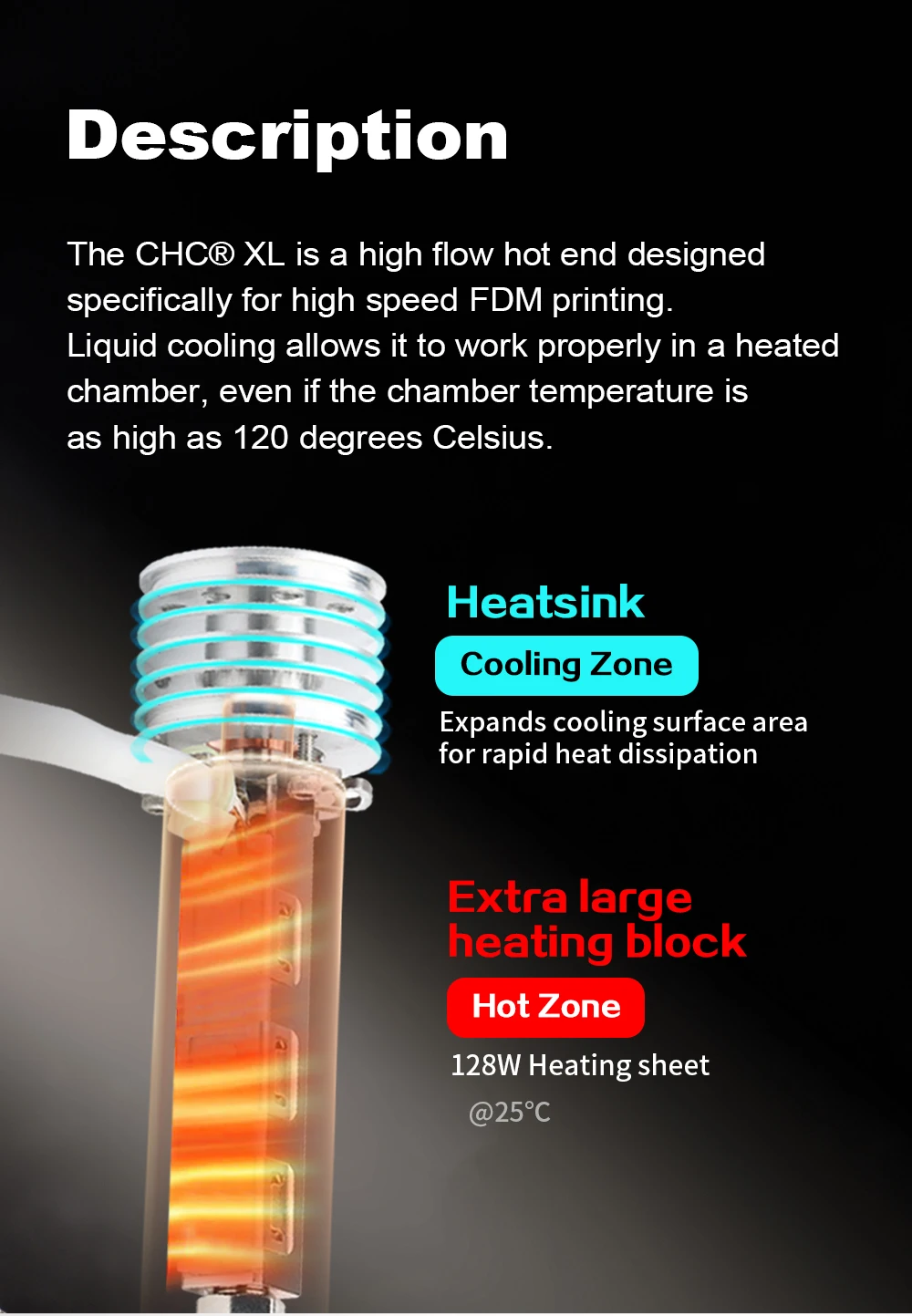 Trianglelab CHC XL HOTEND Hochleistungs-Hochdurchfluss-Hochgeschwindigkeits-Verschleißfester FDM-Hotend Kompatibel mit Carbon Fiber VORON 3D – Detail 5