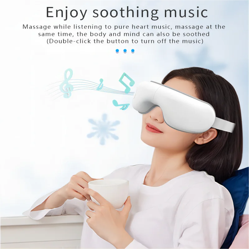 Masseur oculaire pliant, masque pour les yeux avec chaleur et Bluetooth, Airbag musical, dispositif de soins oculaires, cadeau pour la fatigue oculaire, améliore le sommeil, 2028
