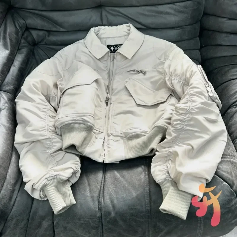 سترات نادي البلطجة القطنية الثقيلة في الشارع ستار مون برشام معدني بسحاب منفوخ معاطف شتوية سميكة ودافئة للرجال والنساء #2