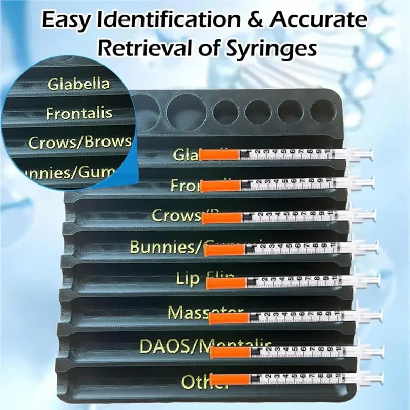 AT19-Aesthetic Practitioner Syringe Tray With 8 Slot Label,3D Printed Vial Holder/Syringe Tray Combination For Aesthetician