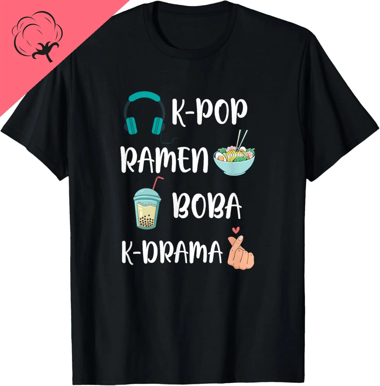 Camiseta Kawaii k-pop Ramen Boba Bubble Tea K-Drama Lover, camisetas gráficas impresas personalizadas, camiseta personalizada Kawayi, Ropa para Hombre