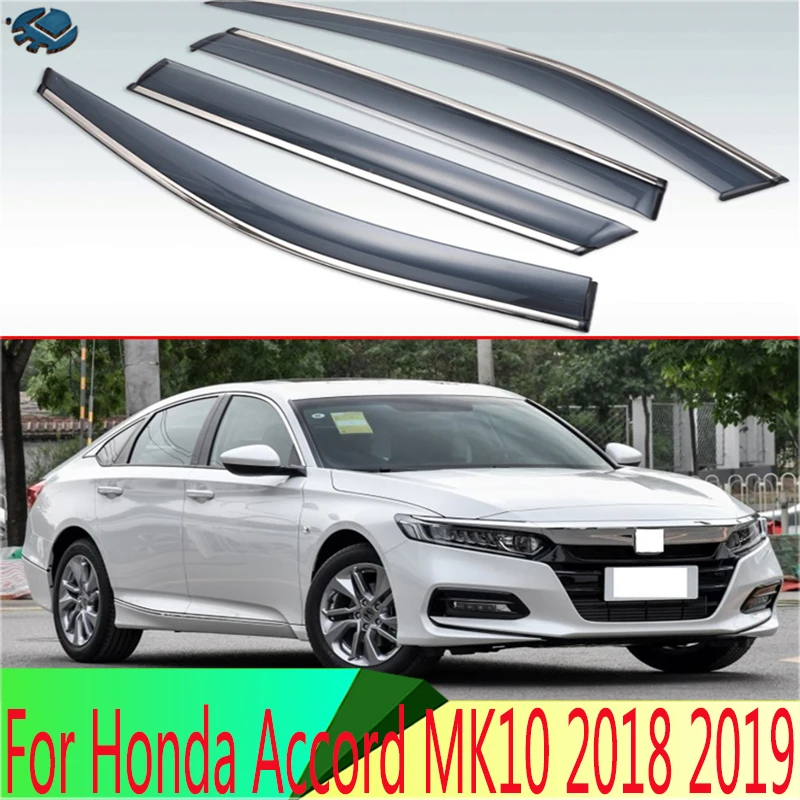 For Honda Accord MK10 2018 2019 Plastic Exterior Visor Vent Shades Window Sun Rain Guard Deflector 4pcs