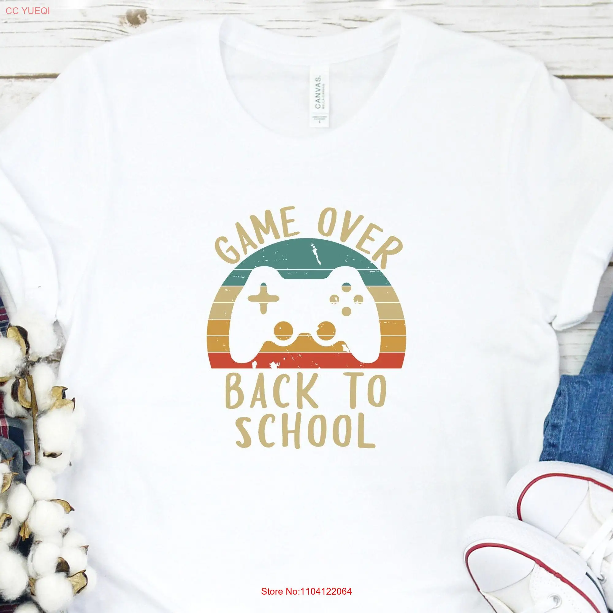 Game Over Back To School T Shirt Gamer First Day of Outfit Kids Gaming long or short sleeves