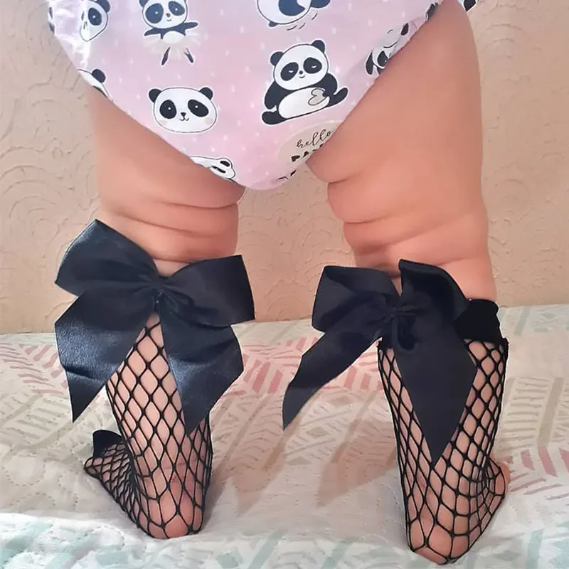 Black White Cute Toddler Kids Socks Fashion Baby Girl Mesh Socks with Big Bow Summer Cotton Breathable 0-6 Years Old New Born