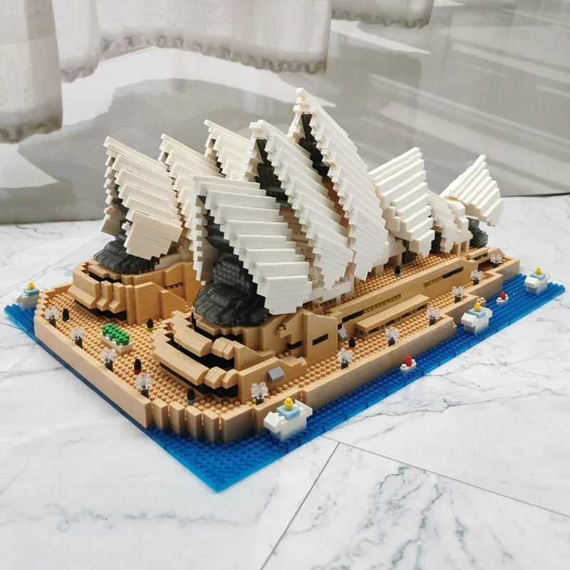 PZX 9916 World Architecture Sydney Opera House Theater Ocean 3D Mini Diamond Blocks Bricks Building Toy For Children Gift No Box