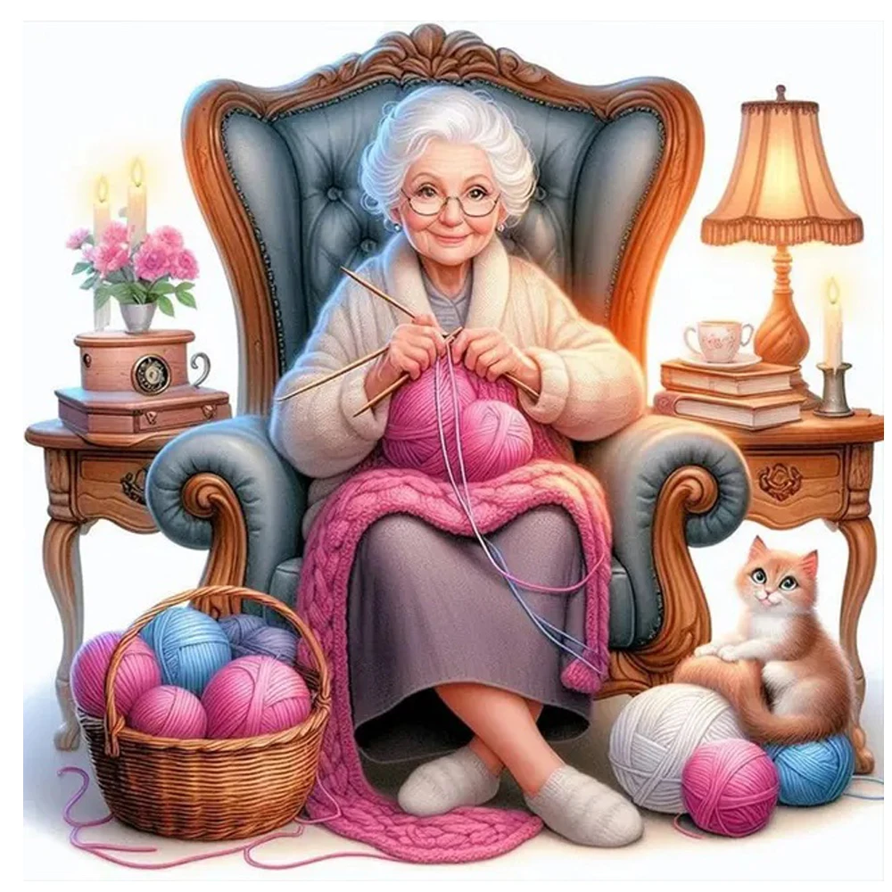 Tessitura nonna pittura diamante fai da te nuovo 2024 perline ricamo mosaico carino nonna diamante pieno punto croce kit decorazioni per la casa