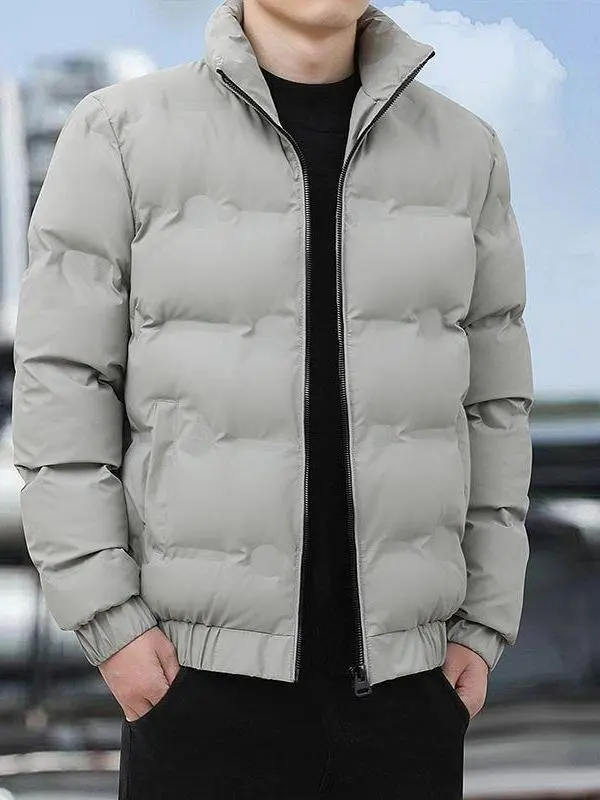 

Мужская утепленная хлопковая куртка с воротником-стойкой, теплая верхняя одежда, модная городская стильная зимняя куртка со съемным капюшоном