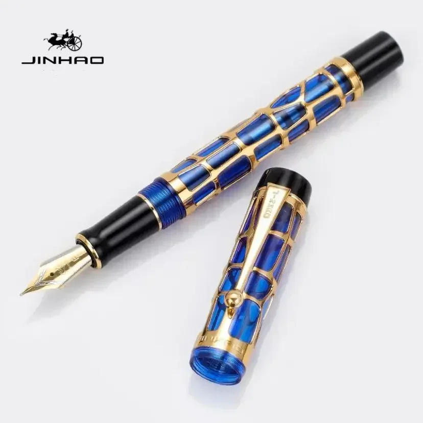 

JINHAO Century 100 Series Fountain Pens Metal Hollow Out Acrylic Light Writing Stationery Gift Rotating Ink Suction E EF M Nib