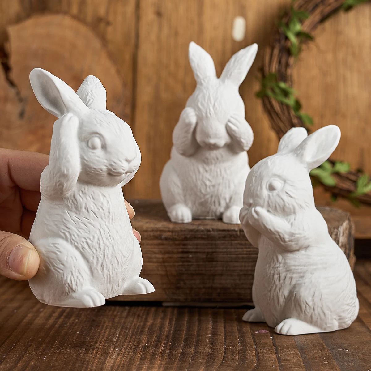 Easter Bunny Silicone Mold DIY 3D Cute Sitting Rabbit Aromatic Candle Soap Ornaments Gypsum Plaster Making Mold Festival Craft