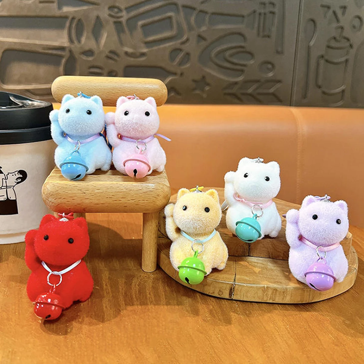 Japanse stijl schattige massaal bel Wenkende kat sleutelhanger hanger cartoon huisdier kat tas decoratie hanger verjaardagscadeau