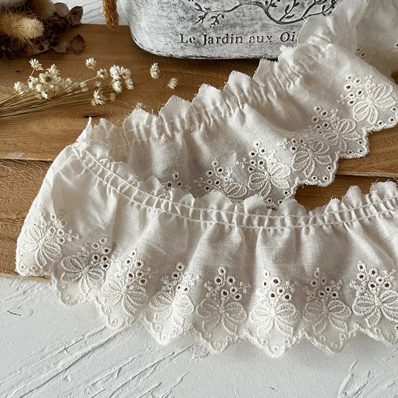 7CM Wide Luxury Embroidered Flower Lace Fabric with Decal Puppet Doll DIY Sewn Clothing Collar Ruffle Guipure Wedding Accessorie