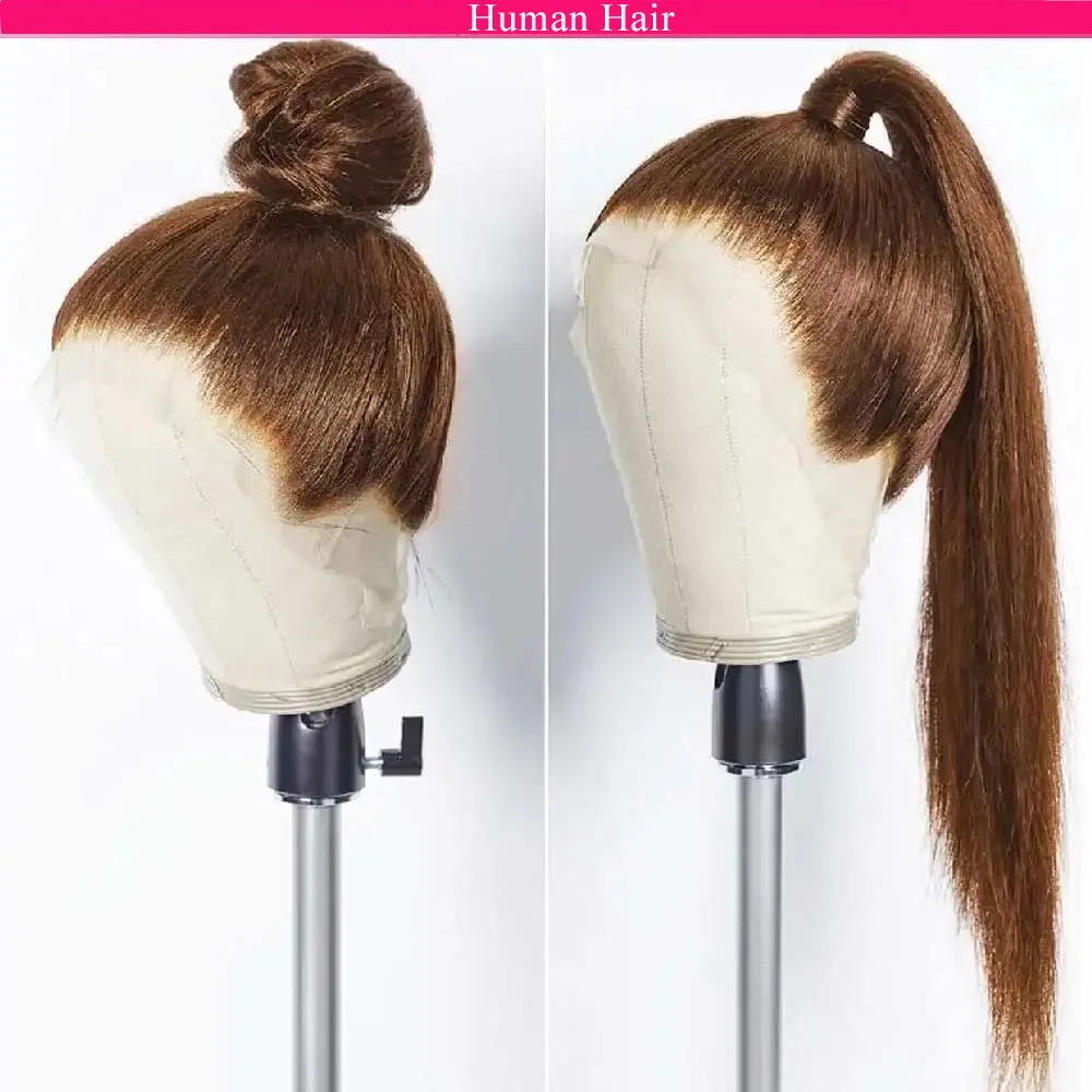 Hidden Invisible Strap 360 Full Hd Lace Glueless Wig Straight Chocolate Brown Lace Front Wigs Human Hair 30 Inch 360 Frontal Wig