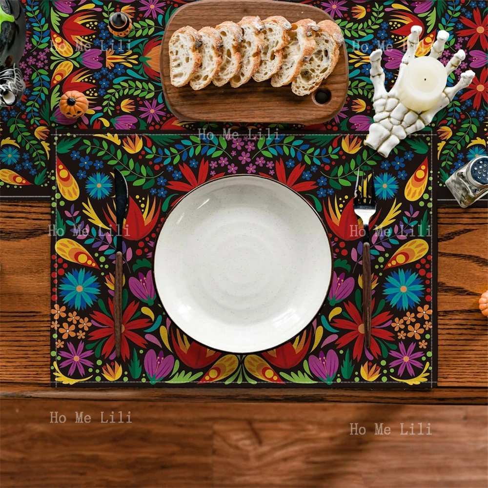 Artoid Mode Mexican Fiesta Placemats For Dining Table Dia De Los Muertos Decoration Washable Table Mats