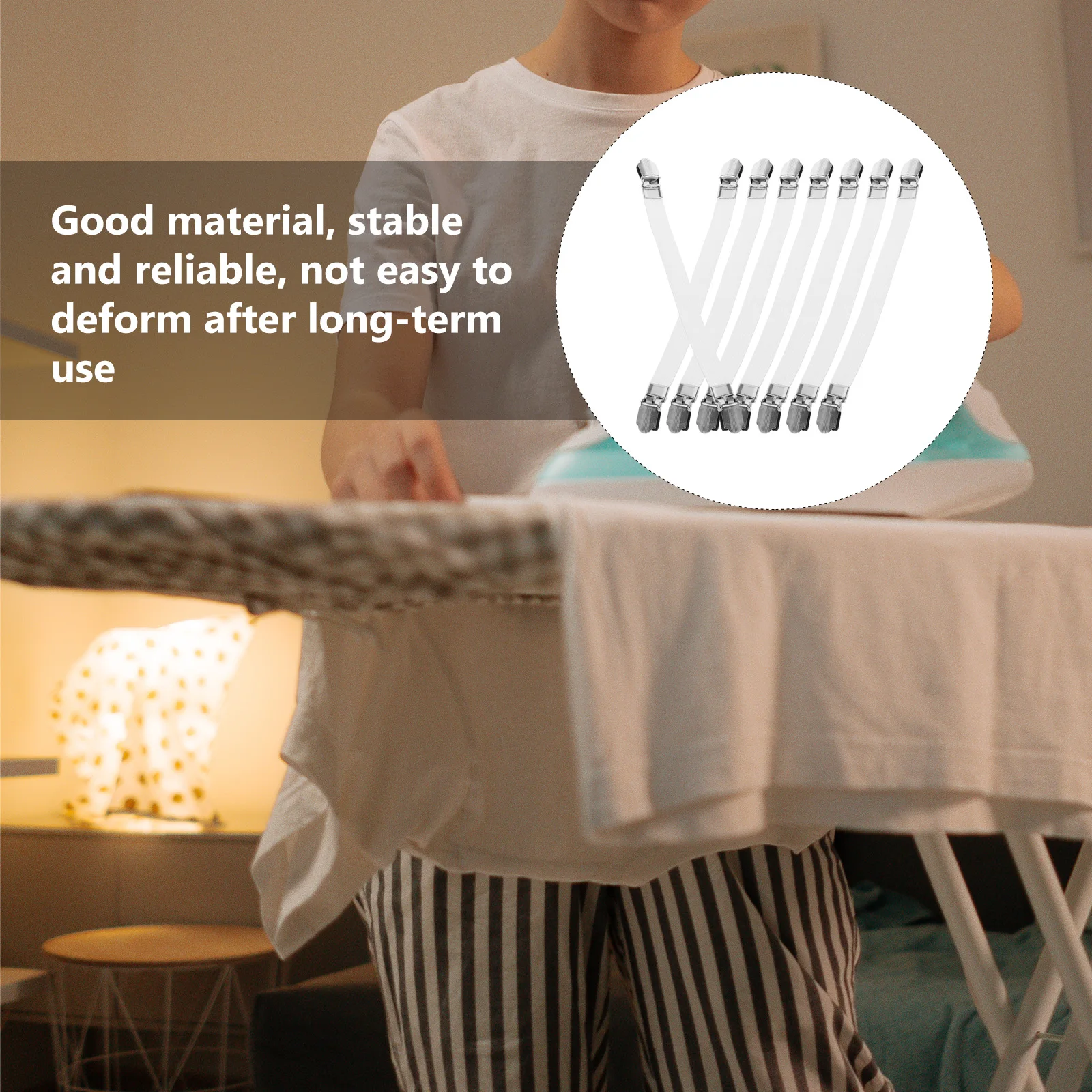 

16pcs Ironing Board Clips Elastic Cover Fasteners Beige Fits Boards Straps Holders Laundry Accessories Materials Easy