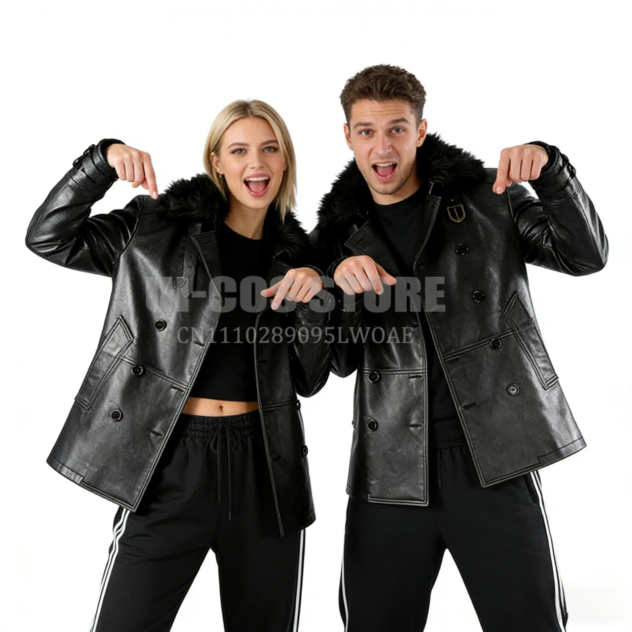 Halloween Evil Leon Requiem Cosplay-kostuumset - Zwart lederen jas, shirt, broek, volledige set, op maat verkrijgbaar - afbeelding 2