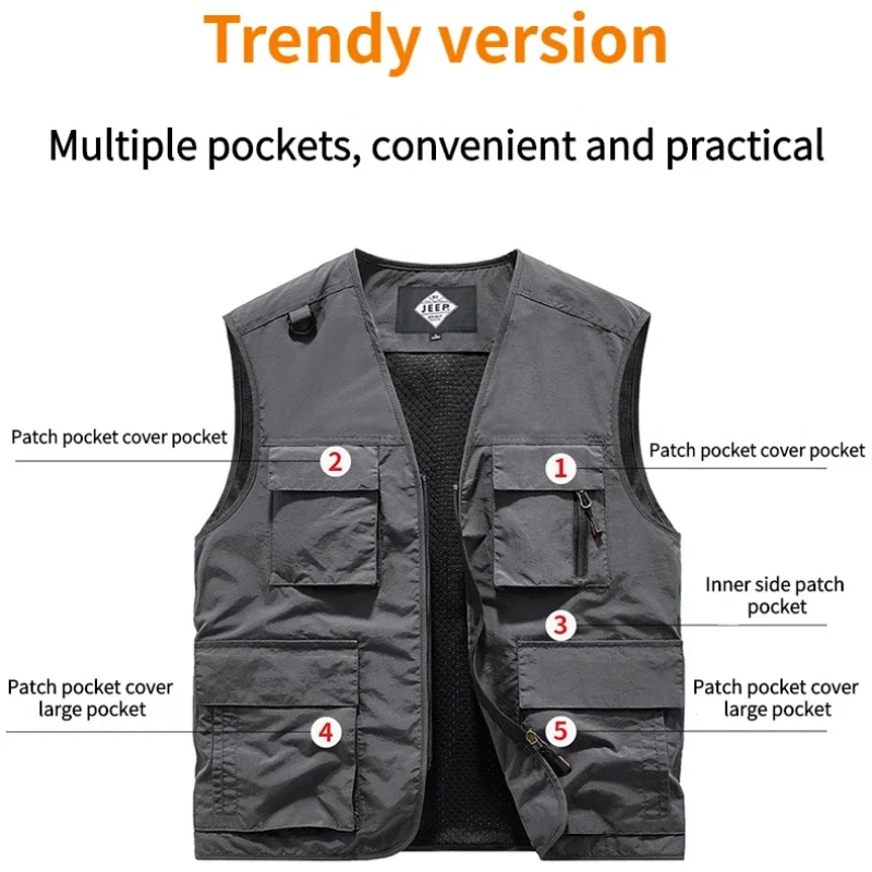 Tactics Vest Men Multi-Pocket Quick Dry Tank Top leggero traspirante pesca all'aperto campeggio arrampicata caccia estate