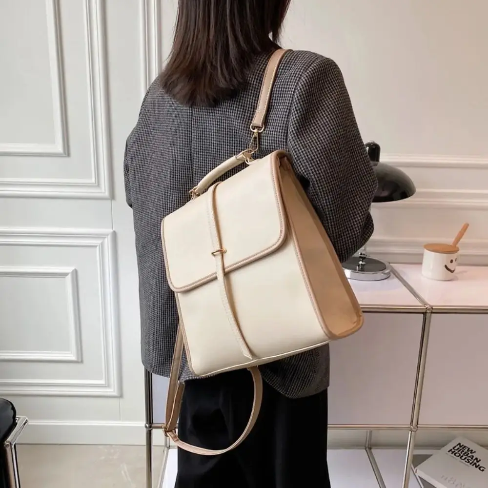 ソリッドカラーの複数のポケットバックパックショルダーバッグジッパー開閉puレザークロスボディバッグ大容量トートバッグ